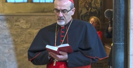 Cardinale Pizzaballa durante la visita a Gaza