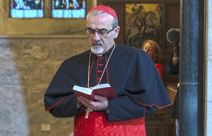 Cardinale Pizzaballa durante la sua visita a Gaza