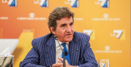 Urbano Cairo durante la presentazione dei palinsesti di La7